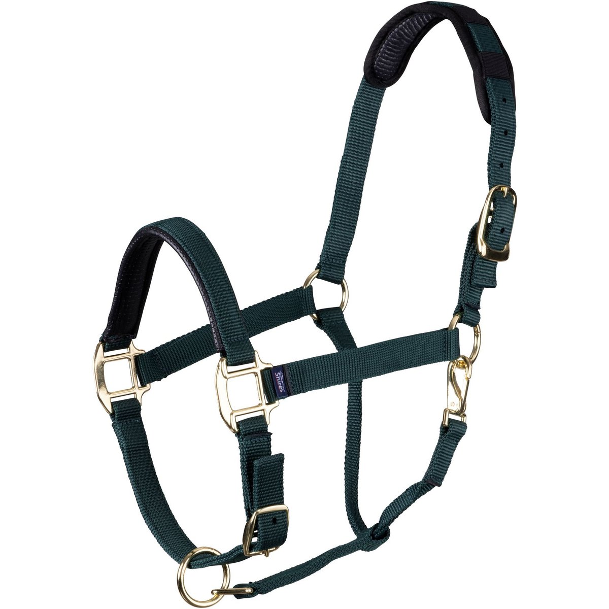 Shires Equestrian Products Topaz Leather Breakaway Nylon Horse Headcollar, Dark Green, Small Pony