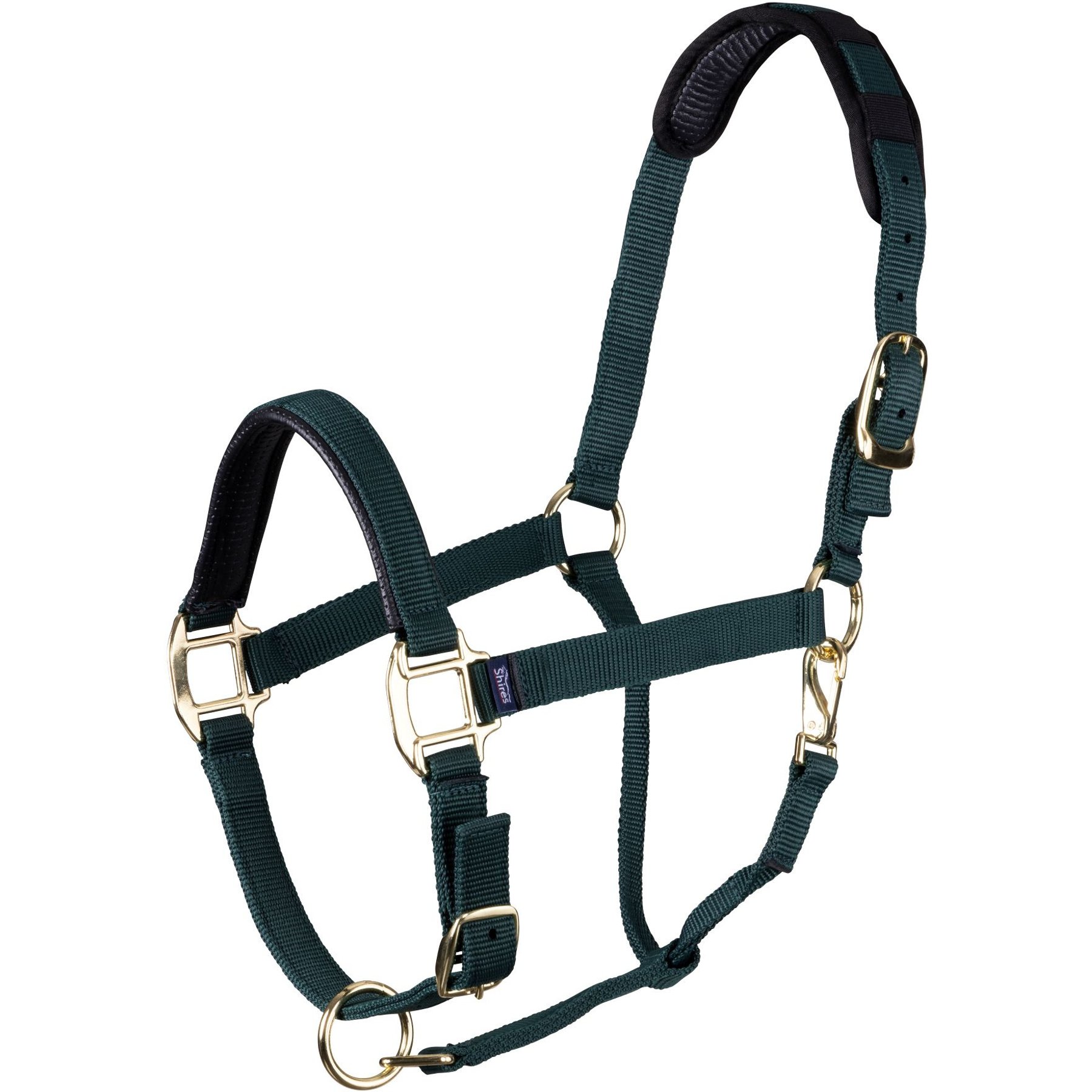 Shires Equestrian Products Topaz Leather Breakaway Nylon Horse Headcollar, Dark Green, X-Full