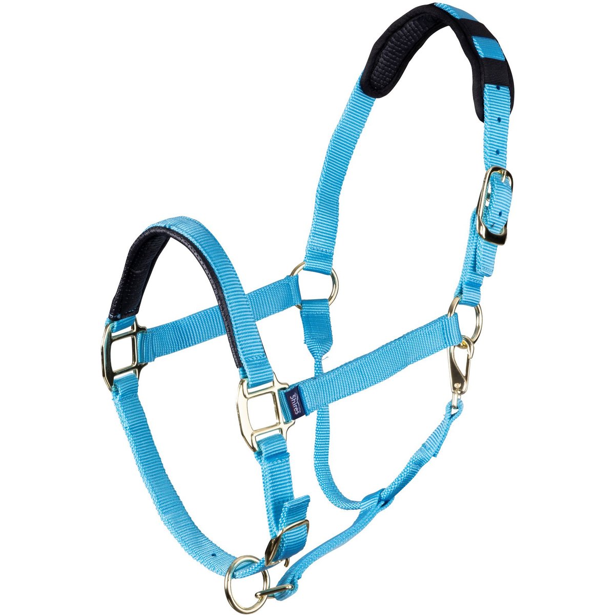 Shires Equestrian Products Topaz Leather Breakaway Nylon Horse Headcollar, Blue, Cob