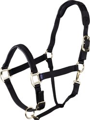 Shires Equestrian Topaz Leather Breakaway Nylon Horse Headcollar, Black, Cob