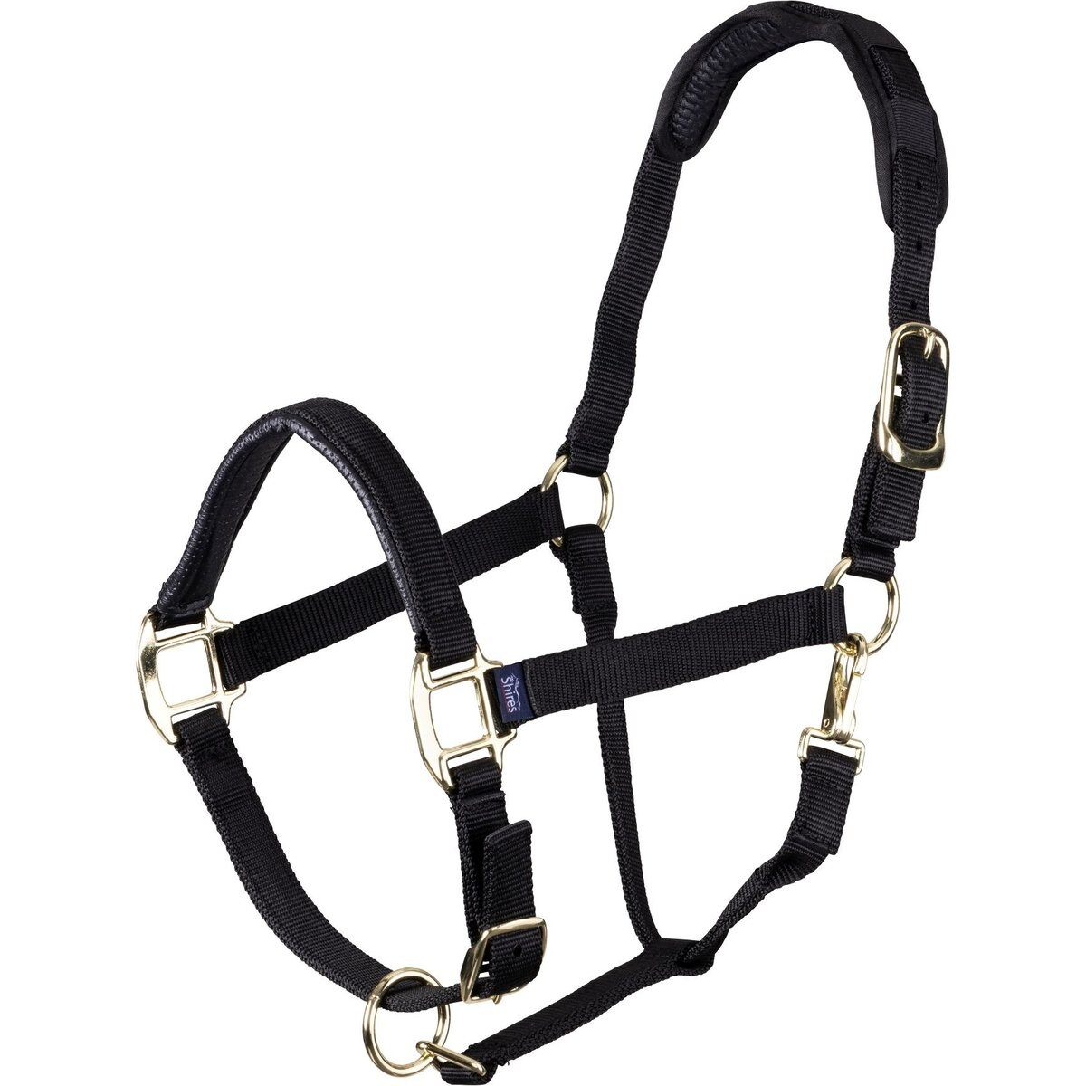 Shires Equestrian Products Topaz Leather Breakaway Nylon Horse Headcollar, Black, Full