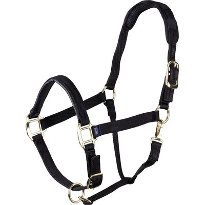 Shires Equestrian Products Shires Equestrian Products Topaz Leather Breakaway Nylon Horse Headcollar, Black, Full