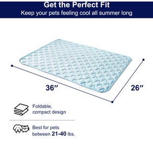 Invenho Cooling Dog Crate Mat with Anti-Slip Bottom, Blue, Large: 36-in