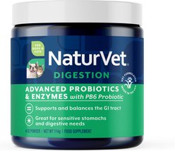 NaturVet Advanced Probiotics & Enzymes Plus Vet Strength PB6 Probiotic Powder Digestive Supplement for Cats & Dogs, 4-oz jar