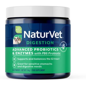 NaturVet Advanced Probiotics & Enzymes Digestion Supplement for Dogs & Cats, 4-oz jar