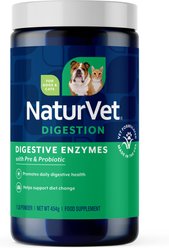 NaturVet Digestive Enzymes Plus Pre & Probiotic Powder Supplement for Dogs & Cats, 1-lb jar