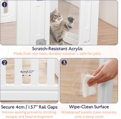 SMONTER Indoor Modular Portable Transparent Dog & Cat Playpen, White, 22.4-in, 10-panel slide 2 of 8