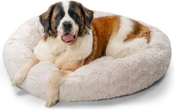 Best Friends by Sheri Calming Lux Fur Donut Cuddler Bolster Cat & Dog Bed, Oyster, X-Large