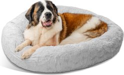 Best Friends by Sheri Calming Lux Fur Donut Cuddler Bolster Cat & Dog Bed, Gray, X-Large