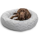 Best Friends by Sheri Calming Lux Fur Donut Cuddler Bolster Cat & Dog Bed, Gray, Large