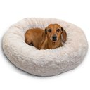 Best Friends by Sheri Calming Lux Fur Donut Cuddler Bolster Cat & Dog Bed, Oyster, Small