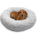 Best Friends by Sheri Calming Lux Fur Donut Cuddler Bolster Cat & Dog Bed, Grey, Small