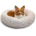 Best Friends by Sheri Calming Lux Fur Donut Cuddler Bolster Cat & Dog Bed, Oyster, Medium