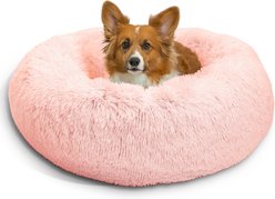 Best Friends by Sheri The Original Calming Shag Fur Donut Cuddler Cat & Dog Bed, Cotton Candy, Medium