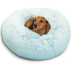 Best Friends by Sheri The Original Calming Shag Fur Donut Cuddler Cat & Dog Bed, Baby Blue, Small