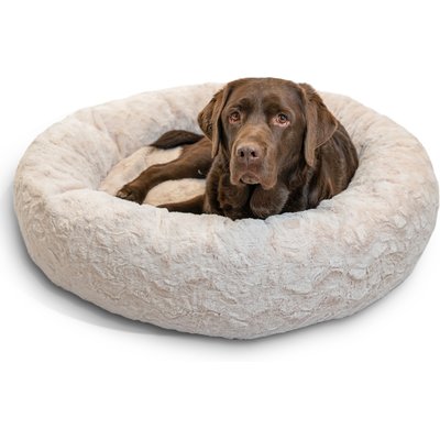 Best Friends by Sheri Best Friends by Sheri Calming Lux Fur Donut Cuddler Bolster Cat & Dog Bed, Oyster, Large