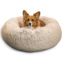 Best Friends by Sheri The Original Calming Shag Fur Donut Cuddler Cat & Dog Bed, Taupe, Medium