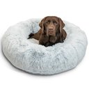Best Friends by Sheri The Original Calming Shag Fur Donut Cuddler Cat & Dog Bed, Frost, Large