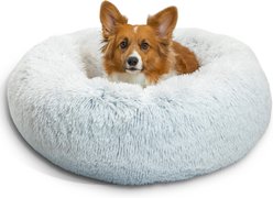 Best Friends by Sheri The Original Calming Shag Fur Donut Cuddler Cat & Dog Bed, Frost, Medium