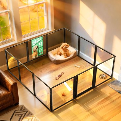 FXW FXW Metal Indoor Dog Playpen, Black, 24-in, 12-acrylic panel