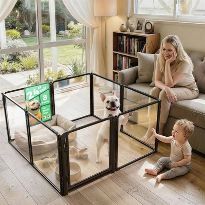 FXW FXW Metal Indoor Dog Playpen, Black, 24-in, 8-acrylic panel