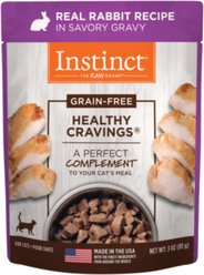 Instinct Healthy Cravings Real Rabbit Recipe in Savory Gravy Grain-Free Wet Cat Food Topper, 3-oz pouch, case of 24