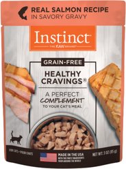 Instinct Healthy Cravings Real Salmon Recipe in Savory Gravy Grain-Free Wet Cat Food Topper, 3-oz pouch, case of 24