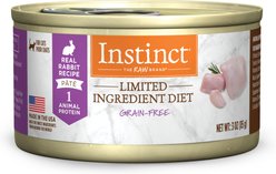 Instinct Limited Ingredient Diet Real Rabbit Recipe Grain-Free Pate Wet Cat Food, 3-oz can, case of 24