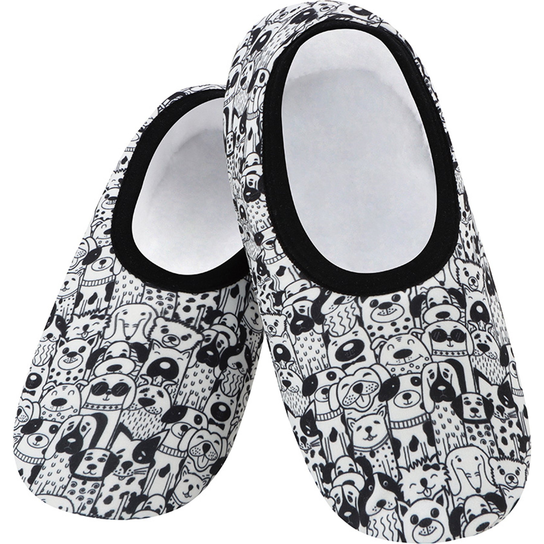 snoozies! Womens Black & White Dogs Skinnies Socks, Large