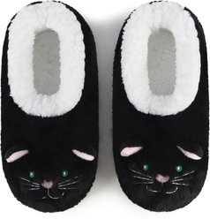 snoozies! Womens Black Cat Furry Animals Slippers, Black, Small