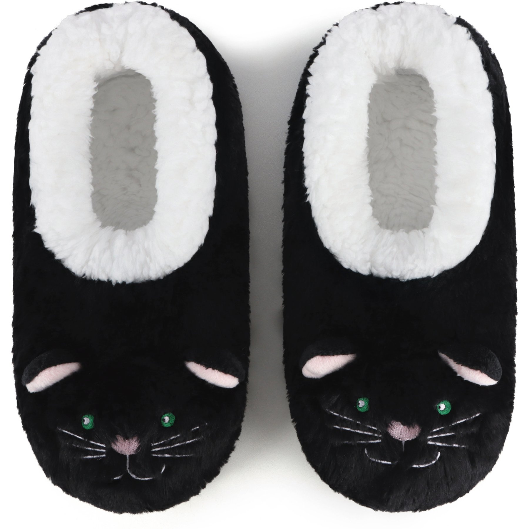 snoozies! Womens Black Cat Furry Animals Slippers, Black, Large