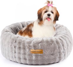 MODERN THREADS Calming Donut Machine Washable Bolster Dog Bed, Gray, Small: 24 x 24 x 9-in