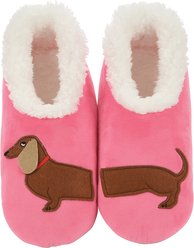 snoozies! Womens Dachshund Simply Pairables Slippers, Pink, Medium