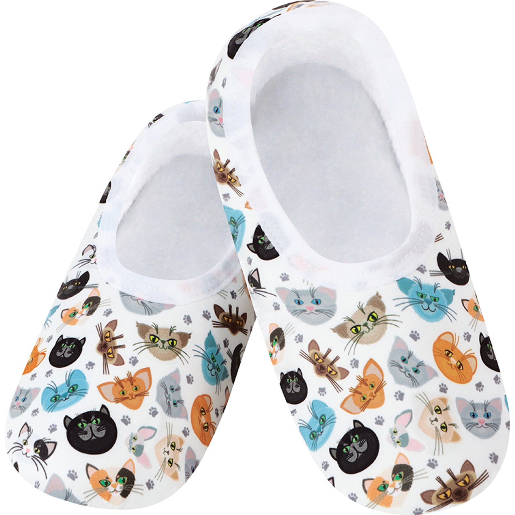 snoozies! Womens Kittie Faces Skinnies Socks, White, Medium