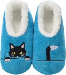 snoozies! Womens Peek-A-Boo Cat Simply Pairables Slippers, Blue, Medium