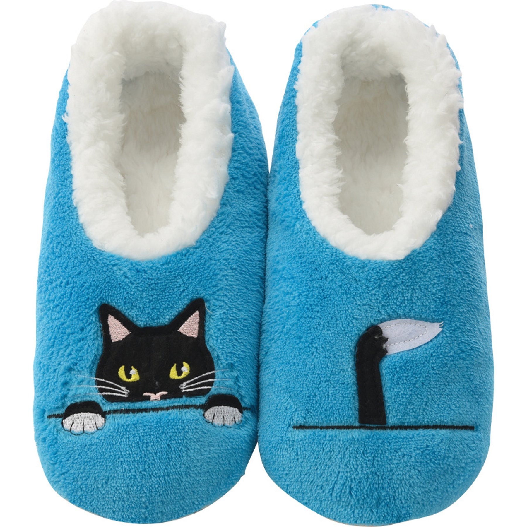 snoozies! Womens Peek-A-Boo Cat Simply Pairables Slippers, Blue, Large