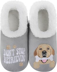 snoozies! Womens Don't Stop Retrievin Simply Pairables Slippers, Grey, Small