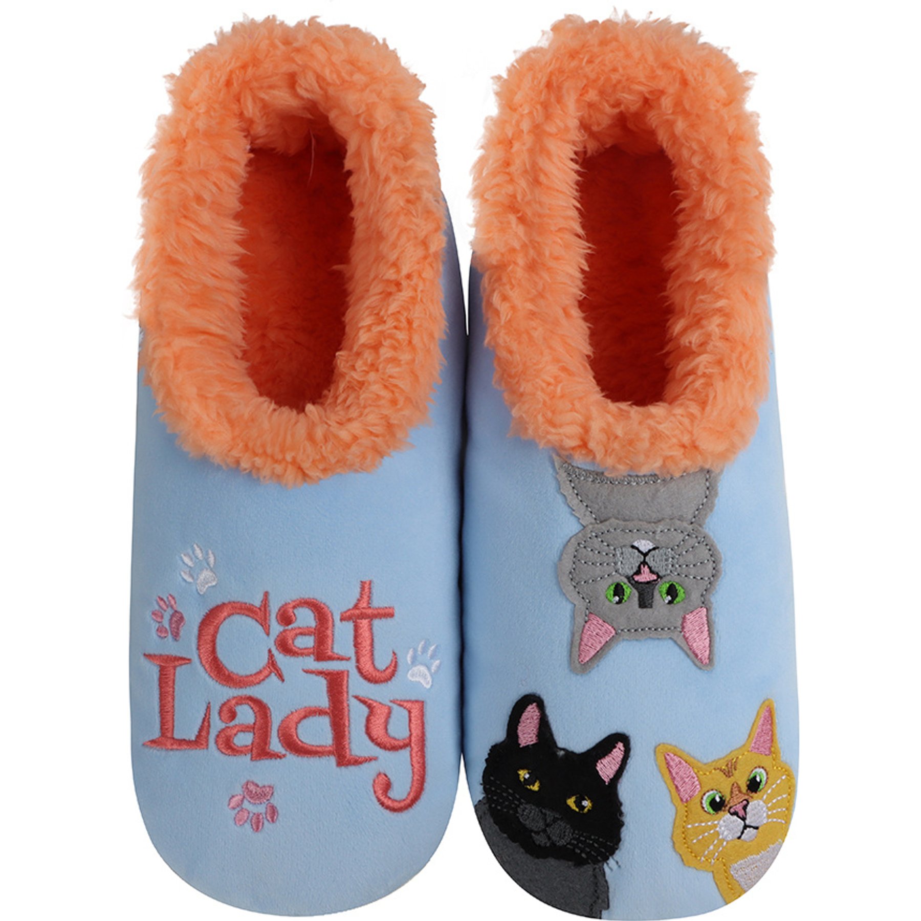 snoozies! Womens Cat Lady Simply Pairables Slippers, Blue, X-Large