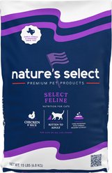 Nature's Select Feline Chicken & Rice Recipe Dry Cat Food, 15-lb bag