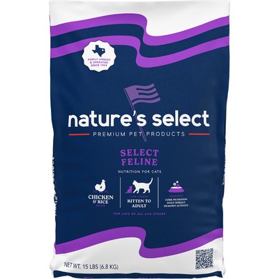 Nature's Select Nature's Select Feline Chicken & Rice Recipe Dry Cat Food, 15-lb bag