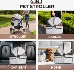HOMLUX 4-Wheel Foldable Dog & Cat Stroller with Detachable Carrier & Travel Bag, White slide 2 of 9