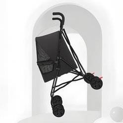 HOMLUX Lightweight Foldable Dogs & Cat Stroller with Mesh Ventilation & Cup Holder, Black slide 2 of 9