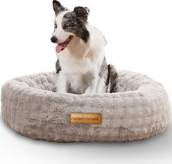 MODERN THREADS Calming Donut Machine Washable Bolster Dog Bed, Gray, Medium: 30 x 30 x 9-in
