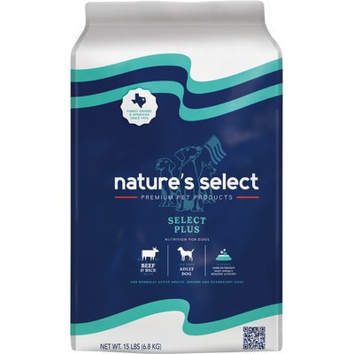 Nature's Select Nature's Select Plus Beef & Rice Recipe Dry Dog Food, 15-lb bag