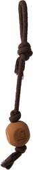 Carhartt Training Tool Tug & Fetch Rubber Ball Rope Pull Rugged Dog Toy, Brown