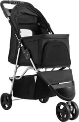 jansno Foldable 3 Wheels Dog Stroller with Brake up, Black, 18.11-in slide 2 of 6