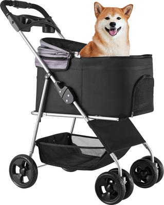 JANSNO Foldable 4 Wheels Dog Stroller with Detachable Carrier, Black,  18.11-in - Chewy.com