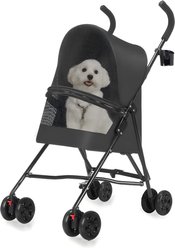 HOMLUX Lightweight Foldable Dogs & Cat Stroller with Mesh Ventilation & Cup Holder, Black