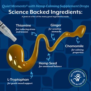 NaturVet Quiet Moments with Hemp Seed Oil Bacon Flavored Calming Supplement Drops for Dogs & Cats, 1-fl oz bottle