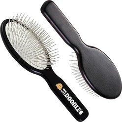 We Love Doodles Professional Stainless Steel with Wood Handle Silver Plated Pin Dog Brush